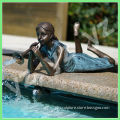 bronze water fountain statue of beautiful girl for home decoration